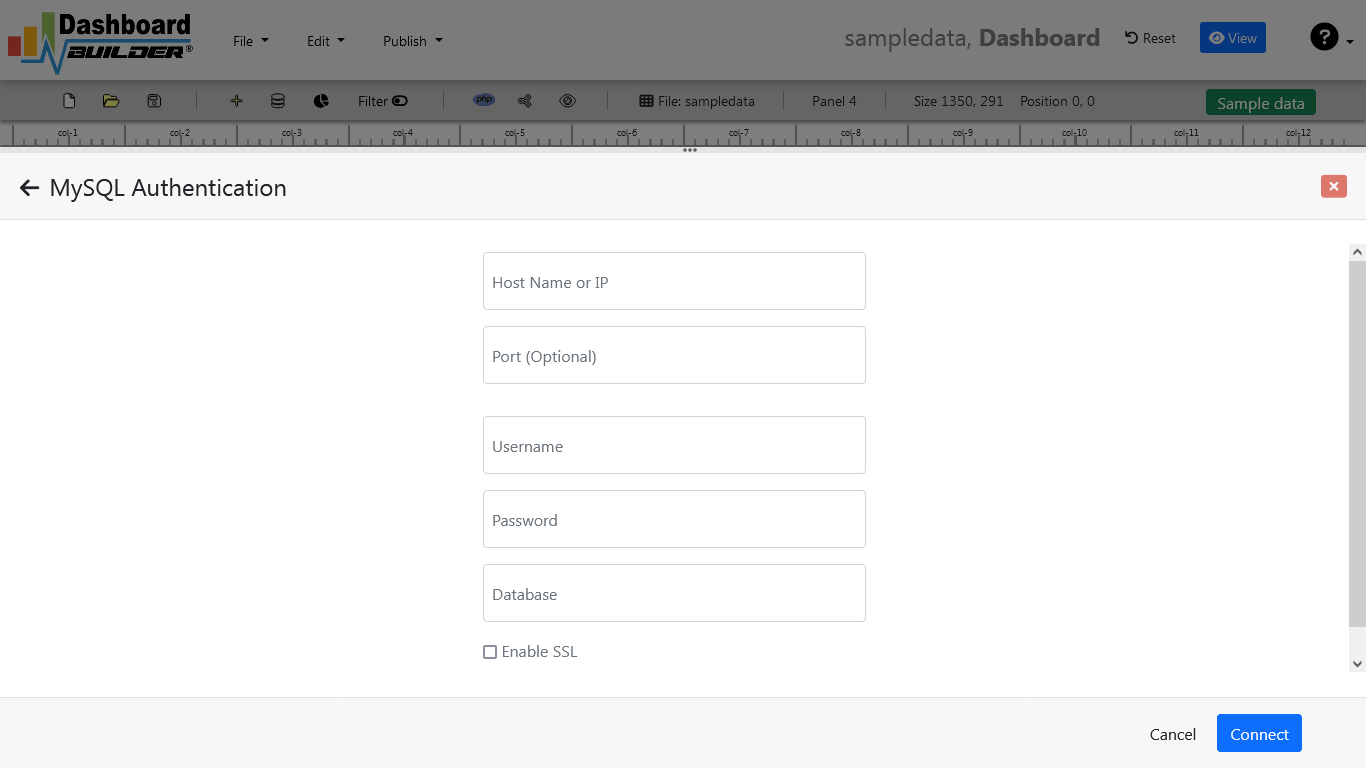 Select Database as Data Source
